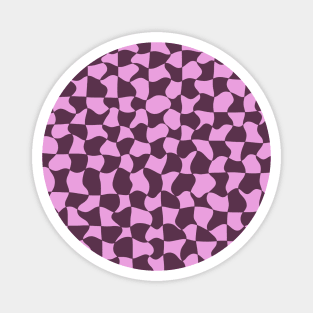 Dark Purple and Pink Distorted Warped Checkerboard Pattern V Magnet